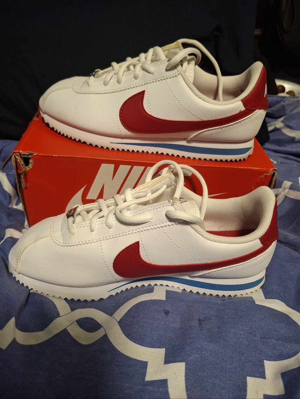Nike Kid’s Classic Cortez Leather Sneakers - White/Red
